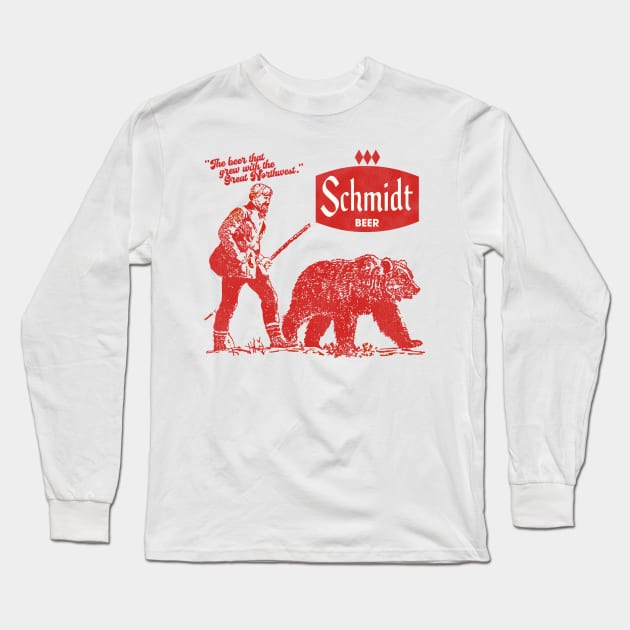 Schmidt Grizzly Man Retro Defunct Beer Long Sleeve T-Shirt by darklordpug